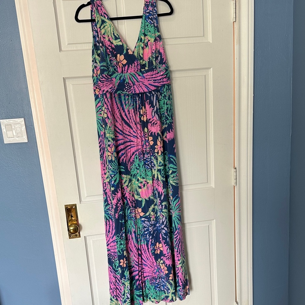 Lilly Pulitzer maxi dress XL VGUC  in Pink and Green Jungle print